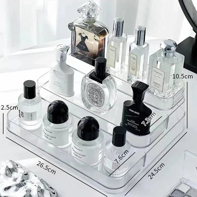 3-Tier Desktop Perfume Organizer & Tray – Luxury Cosmetic Storage Rack