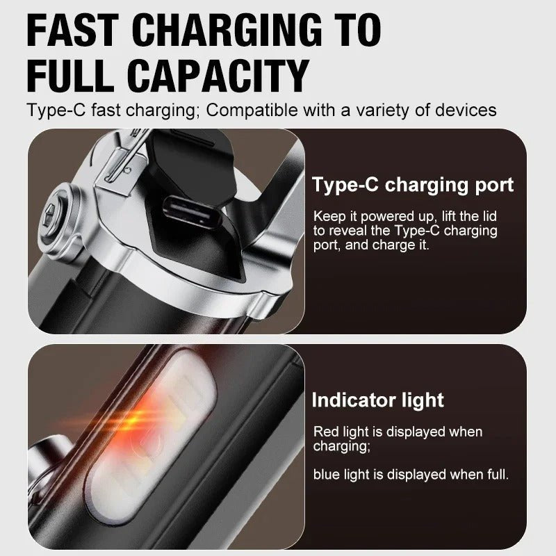 7 Multifunctional Portable Flashlight Keychain