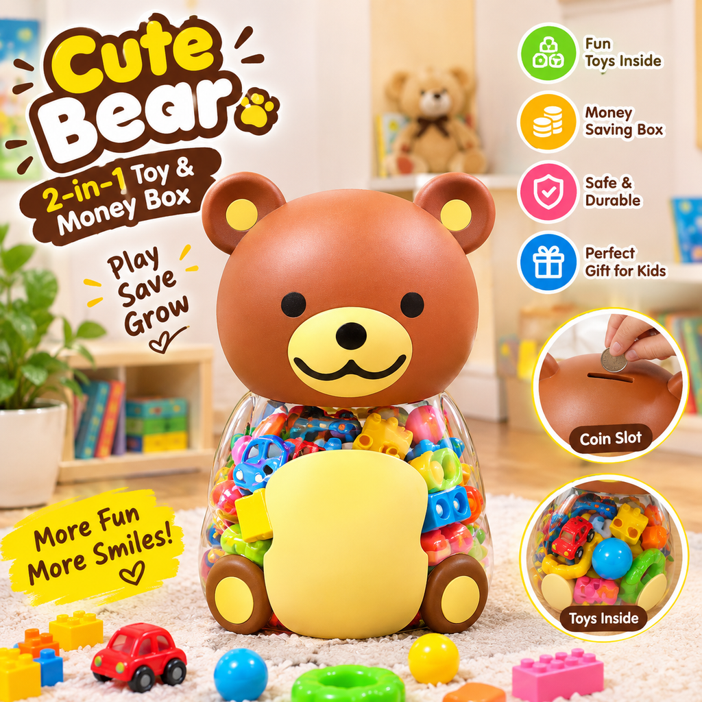 Premium baby toy Happy Bear 2-in-1 Toy & Savings Box