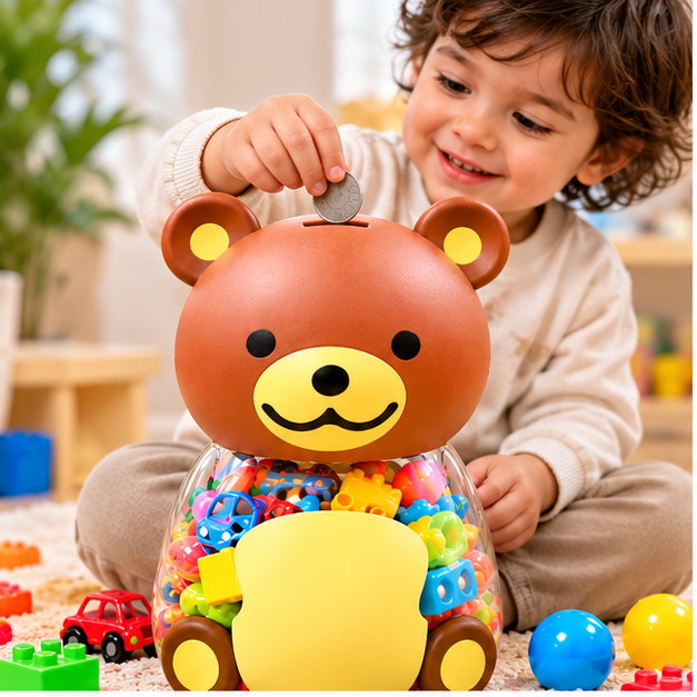 Premium baby toy Happy Bear 2-in-1 Toy & Savings Box