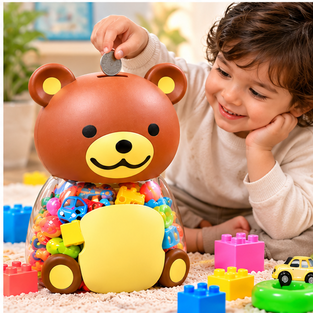 Premium baby toy Happy Bear 2-in-1 Toy & Savings Box