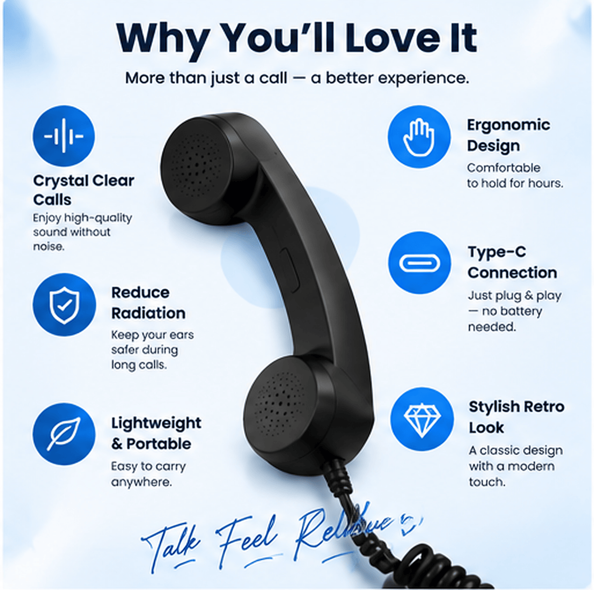 📞 Imported Retro telephone handset with Type-C interface 📞